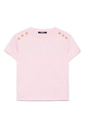 pink cotton tshirt BALMAIN PARIS KIDS | BW8A21Z0116511OR